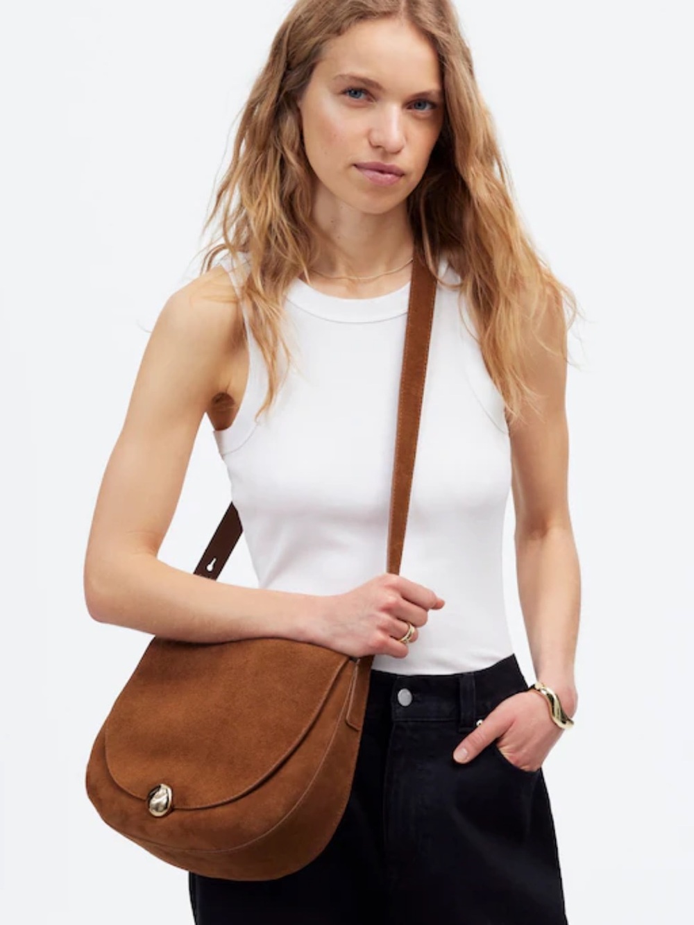 Madewell The Dakota Large Saddle Bag suede